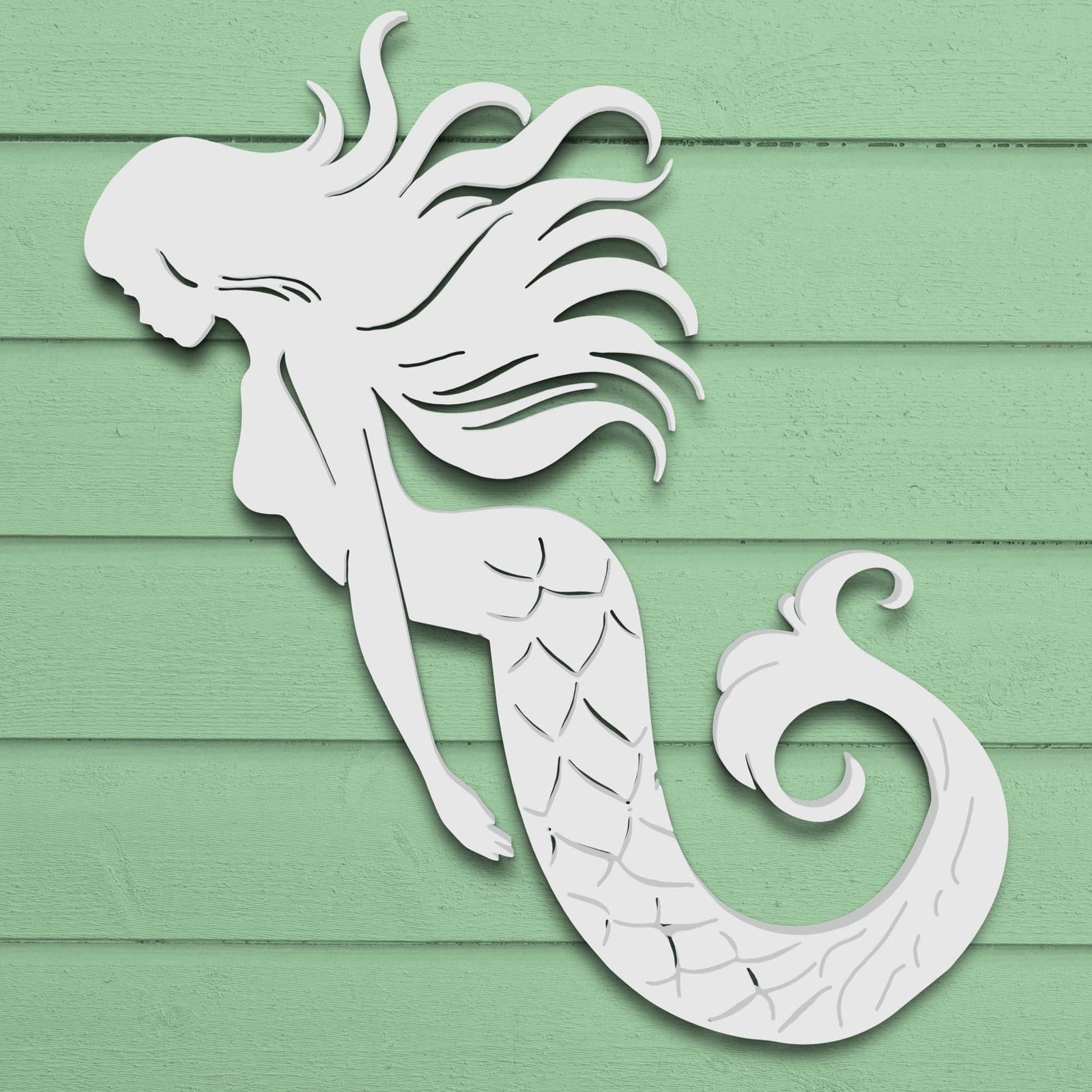 Outdoor Mermaid Wall Art – Weatherproof PVC Coastal Sign, Beach House, Pool & Ocean Decor image 4