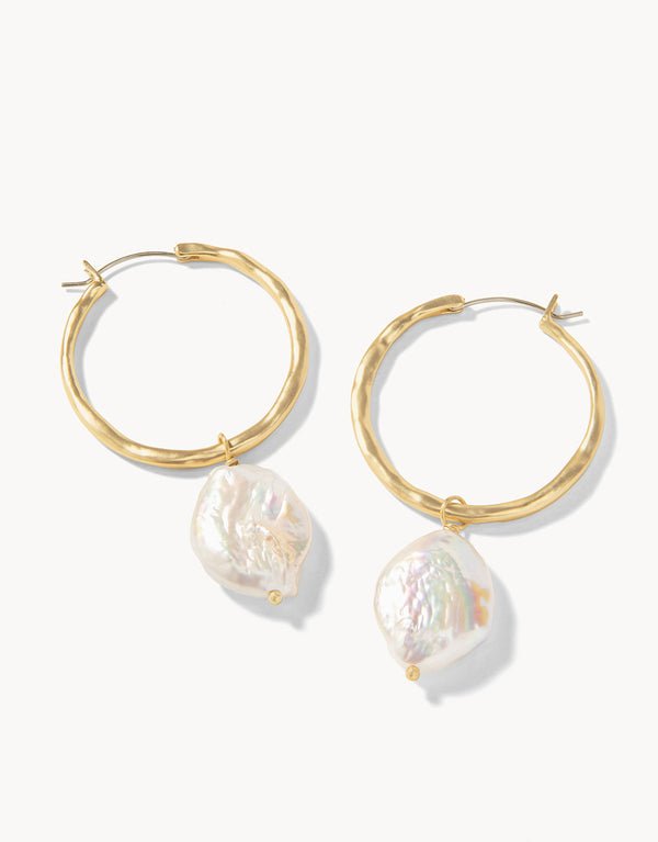 Pearl Drop Hoop Earrings image 3