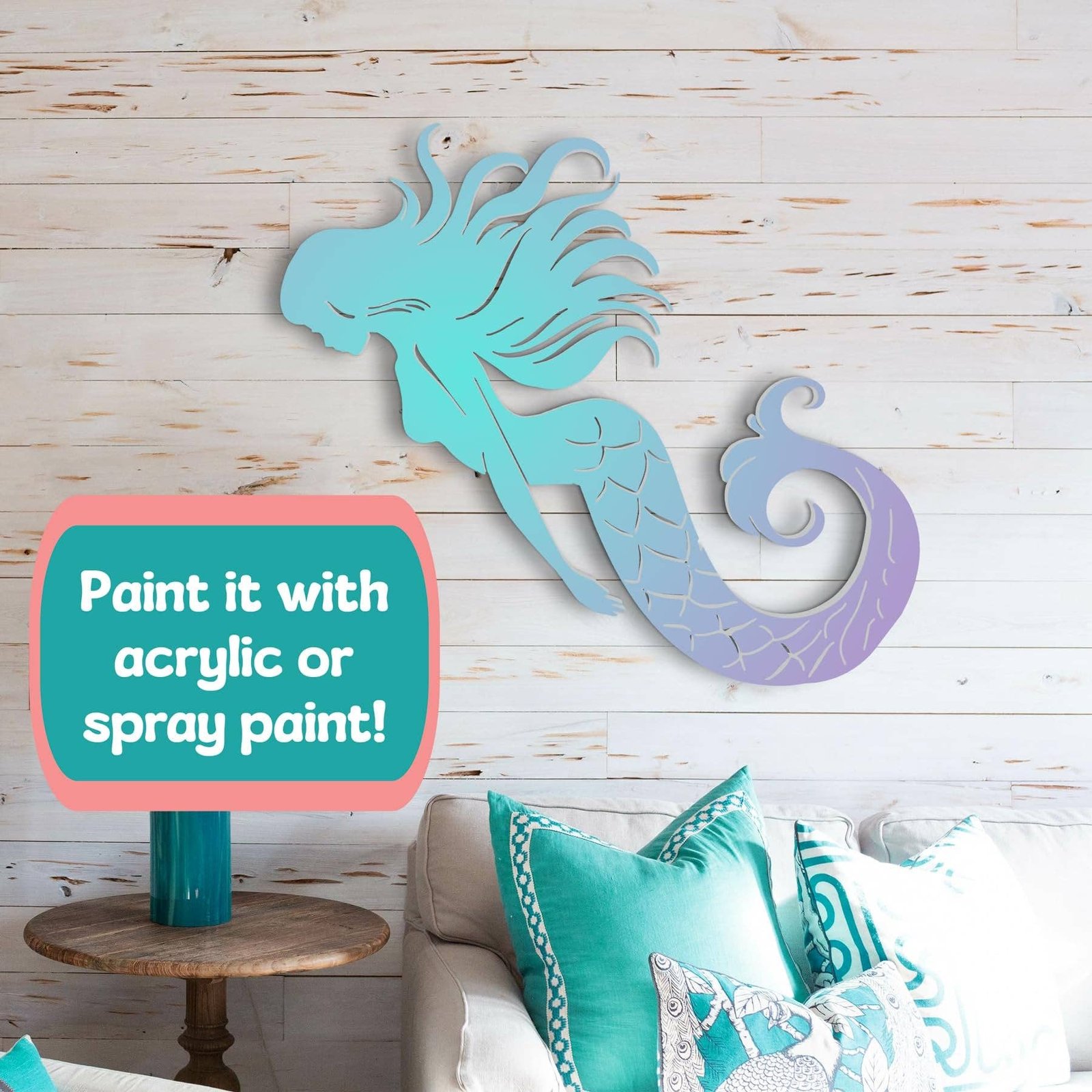 Outdoor Mermaid Wall Art – Weatherproof PVC Coastal Sign, Beach House, Pool & Ocean Decor image 7