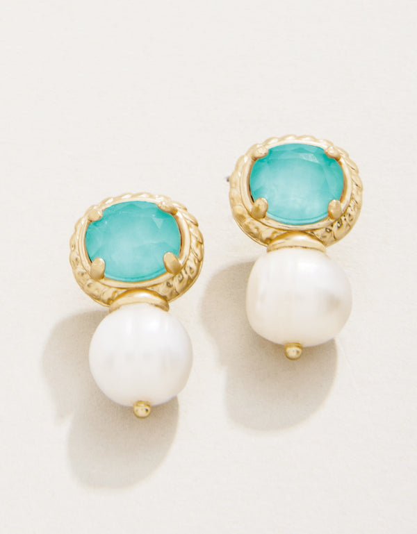 Karina Petite Pearl Stud Earrings Ocean Blue image 2
