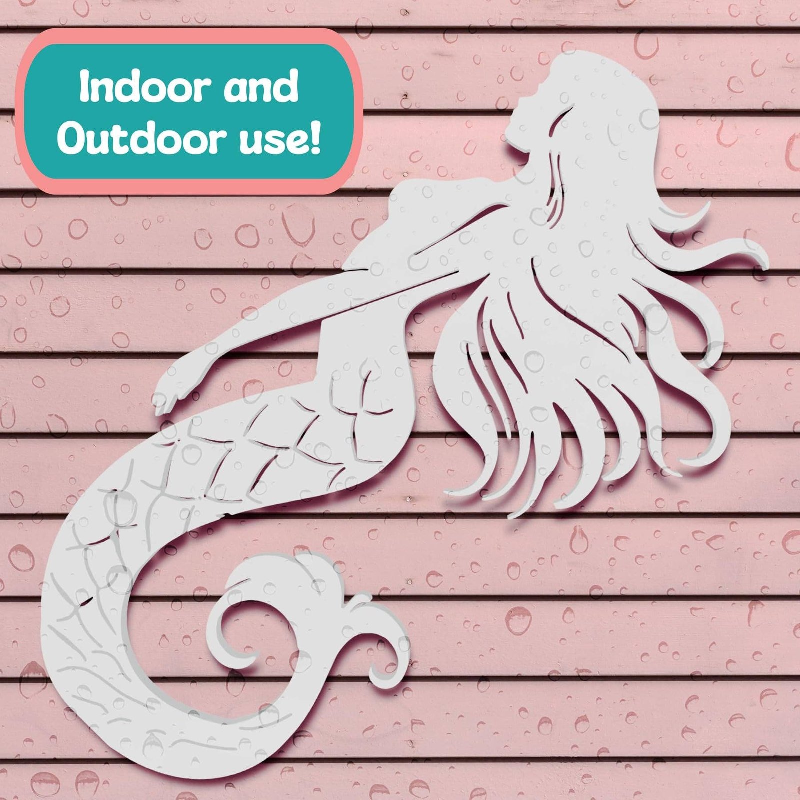 Outdoor Mermaid Wall Art – Weatherproof PVC Coastal Sign, Beach House, Pool & Ocean Decor image 6