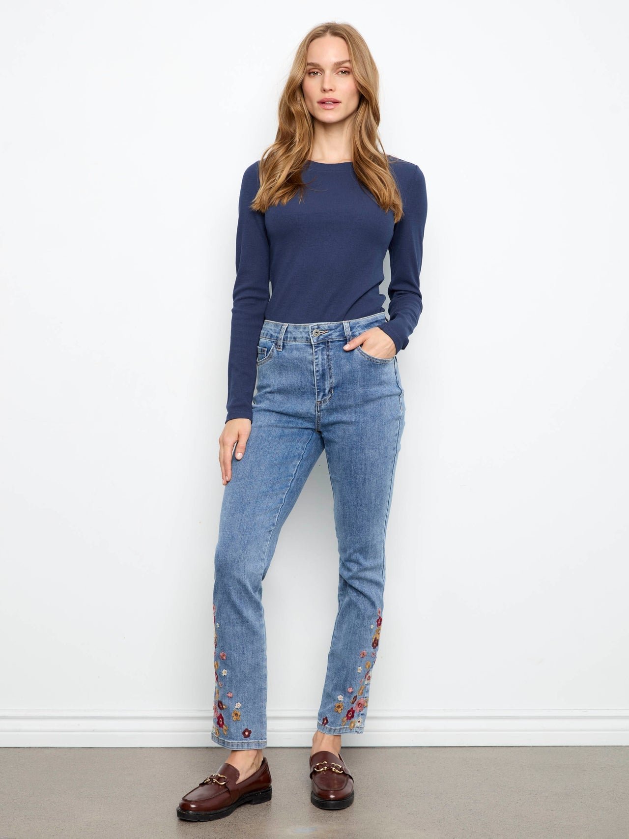 Charlie B Floral Trim Jeans image 1