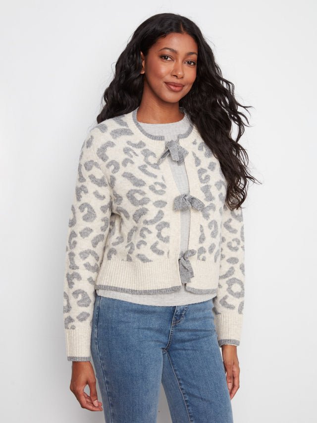 Charlie B Leopard Bow Tie Cardigan image 5