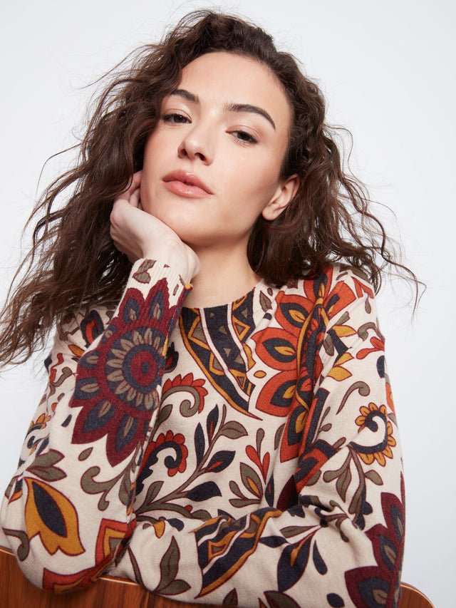 Charlie B Print Sweater w/ Side Buttons image 6