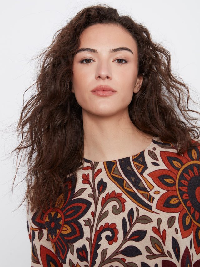 Charlie B Print Sweater w/ Side Buttons image 7
