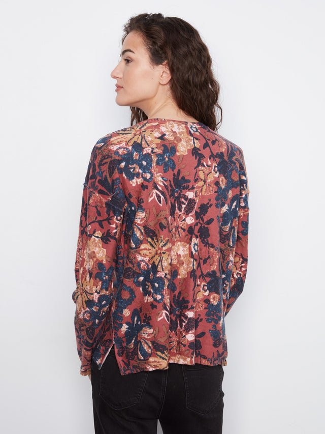 Charlie B Reversible Floral V-Neck Sweater image 5