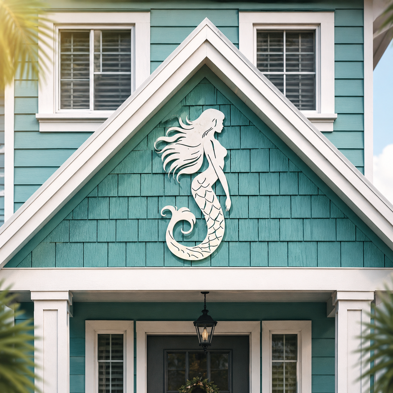 Outdoor Mermaid Wall Art – Weatherproof PVC Coastal Sign, Beach House, Pool & Ocean Decor image 1